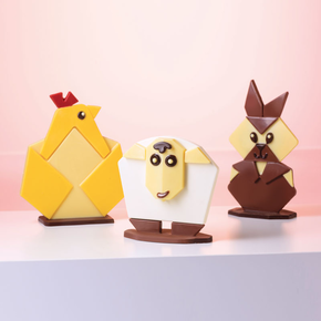 Forma na čokoládu - Origami Zvířátka, 3 vzory - 20OR001 | MARTELLATO, Origami Easter