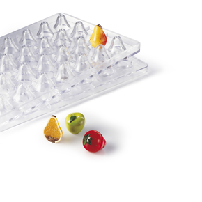 Polykarbonátová forma na 3D pralinky - hruška, 28 ks x 12g, 26x 36 mm - 20FRUIT02 | MARTELLATO, ChocoFruit