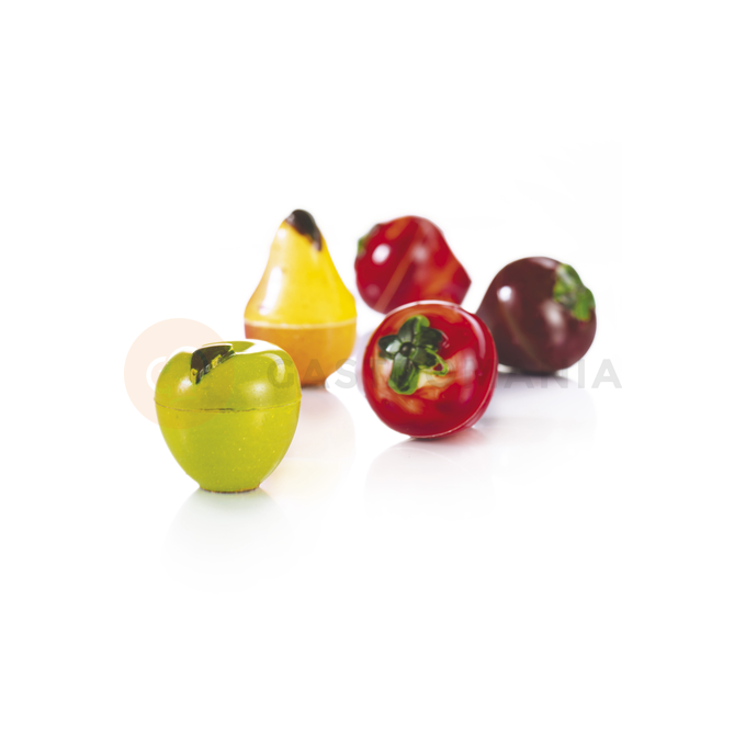 Polykarbonátová forma na 3D pralinky - hruška, 28 ks x 12g, 26x 36 mm - 20FRUIT02 | MARTELLATO, ChocoFruit