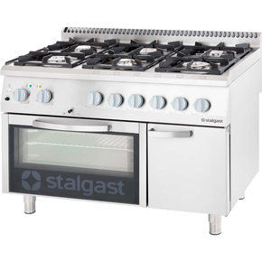 Plynový sporák s elektrickou troubou, 6 hořáků 1200x700x850 mm, 32,5+7 kW, G30 | STALGAST, 9718130