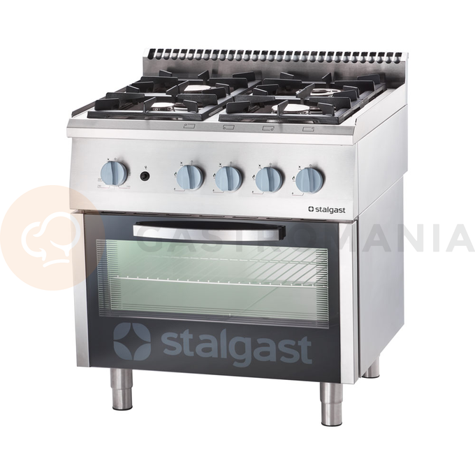 Plynový sporák, 4 hořáky a plynová trouba 800x700x850 mm, 24+5 kW, G20 | STALGAST, 9710310