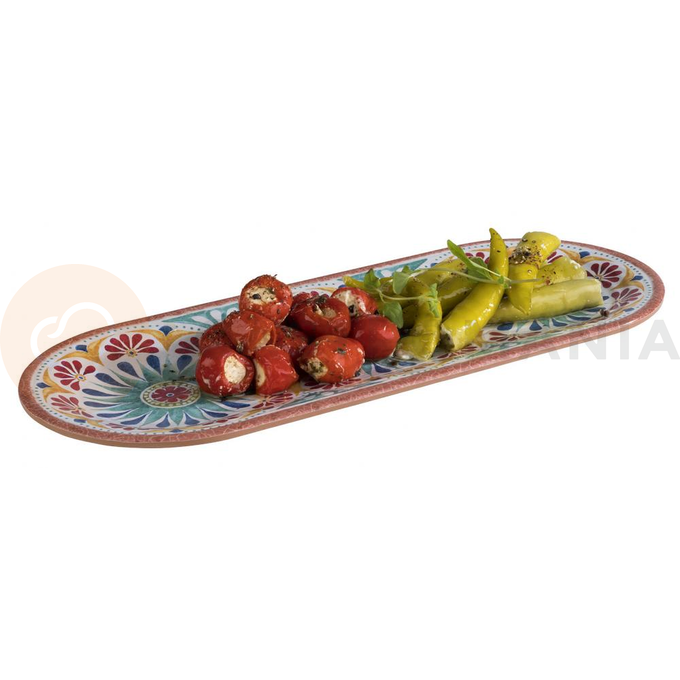 Oválný talíř z melaminu 38 x 15,5 cm, barevný vzor | APS, Arabesque