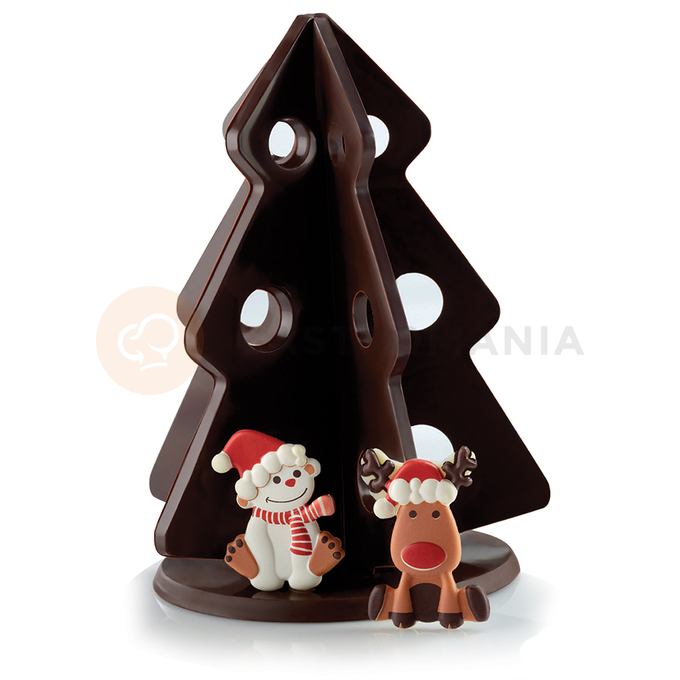 Forma na čokoládu - vánoční strom, sněhulák a sob, 130x200 mm, 180 g - KT80 | PAVONI, Albero a stella