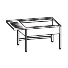 Stůl s dvoukomorovým dřezem z levé strany 1500x600x900 mm, s prodlouženým odkapávačem a podstavcem | RILLING, AST C615C 2LTO