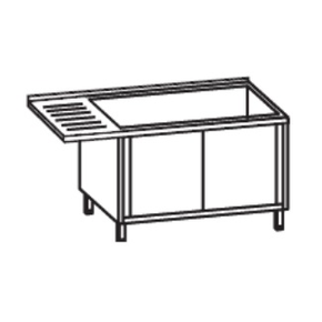 Stůl s jednokomorovým dřezem, levá strana, 1400x700x900 mm, prodloužený odtok a podstavec s dvířky | RILLING, AST C714C 1LSF