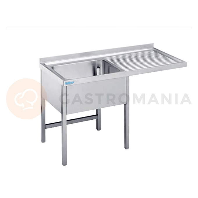 Stůl s jednokomorovým dřezem, pravá strana, 1200x700x900 mm, prodloužený odtok a opláštění | RILLING, AST C712C 1RTO