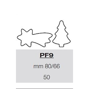 Šablona s formičkami na těsto - 50x hvězda a vánoční stromek 80/66 mm, 57,5x39 cm | PAVONI, PF9