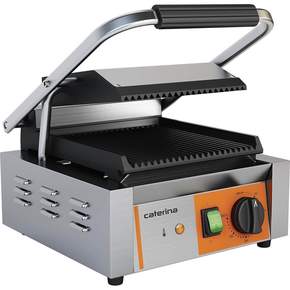 Kontakt grill pojedynczy, ryflowany, 1,8 kW | CATERINA, 742018