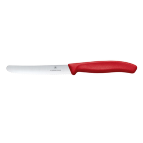 Nůž na rajčata, zoubkovaný se zaoblenou špičkou, 11 cm, červený | VICTORINOX, Swiss Classic