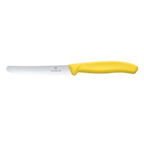 Nůž na rajčeta, zoubkovaný se zaoblenou špičkou, 11 cm, žlutý | VICTORINOX, Swiss Classic