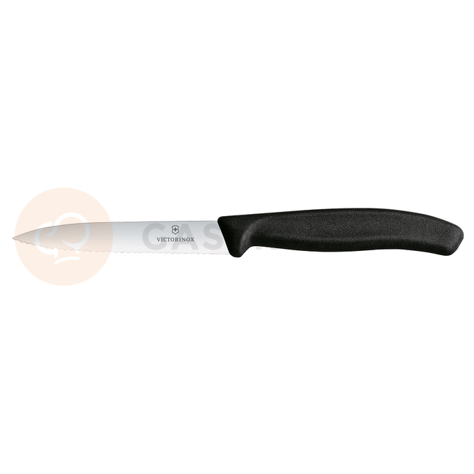 Nůž na zeleninu, zoubkovaný, 10 cm, černý | VICTORINOX, Swiss Classic