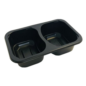 Černý, 2 - komorový box, vhodný k zatavení, 178x113x40 mm, 320 ks, hladký | CHEFFY, Matipack Small Catering MAP 2C 40DC