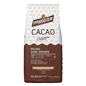 Kakaový prášek (alkalizovaný) - odtučněný Round Dark Brown, 0,75 kg balení | VAN HOUTEN, DCP-01R102-VH-61V