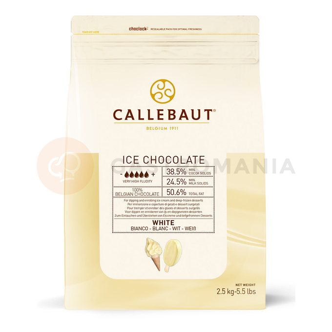 Bílá čokoláda na zmrzlinu 38,5% Callets&amp;#x2122; 2,5 kg balení | CALLEBAUT, ICE-50-WNV-552