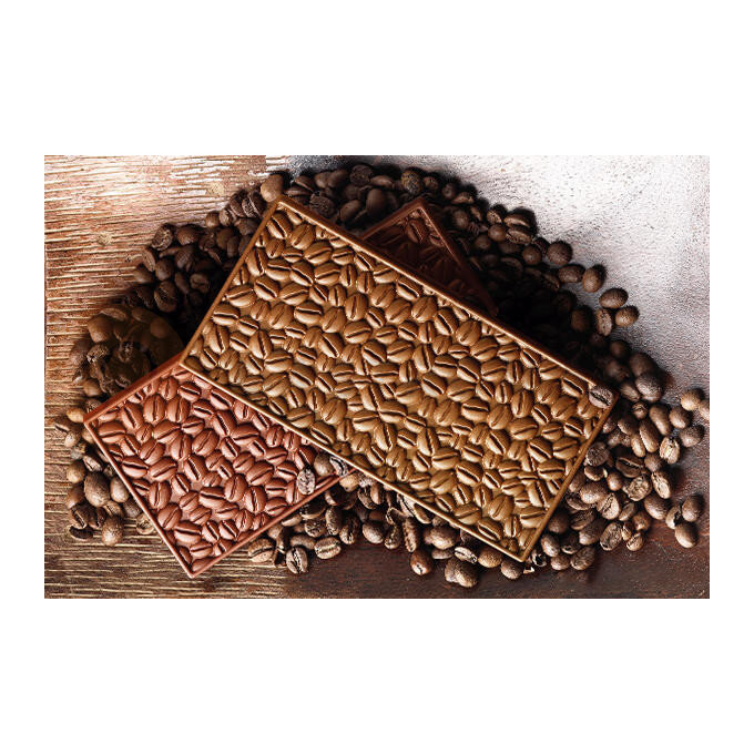 Forma na čokoládu a pralinky - tabulka s kávovými zrnky, 155x77x9 mm, 85 ml - SCG39 Coffee Choco Bar | SILIKOMART, EasyChoc