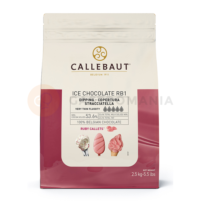 Růžová čokoláda Ruby RB1 na zmrzlinu Callets&amp;#x2122; 2,5 kg balení | CALLEBAUT, ICE-43-RUBY-552