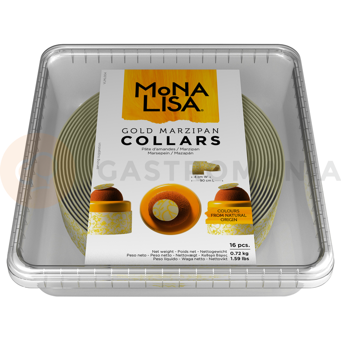 Zlatá marcipánová ozdobná stužka, 40x900 mm, 16 kusů | MONA LISA, MAW-CL-19923E4-999