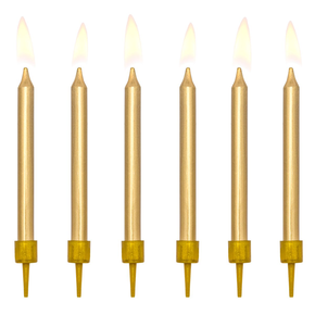 Svíčky na dort 6 ks - zlaté | PARTYDECO, SCP-10-019ME