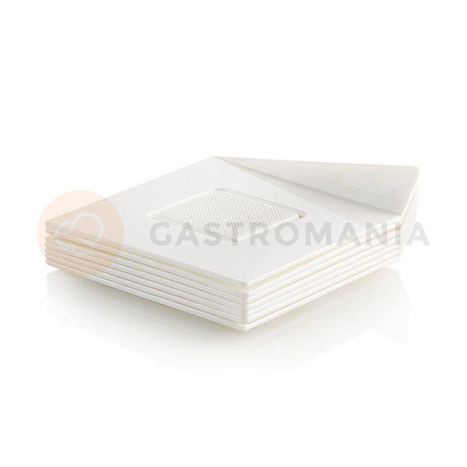 Protiskluzový tácek na dorty, dezerty a monoporce 8,5x8,5 cm, čtvercový - bílý, 25 ks | SILIKOMART, Trays