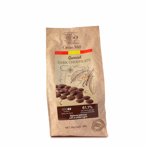 Španělská hořká čokoláda 61,1 % bez cukru, 1 kg balení, dropsy | NATRA CACAO, Dark No Sugar