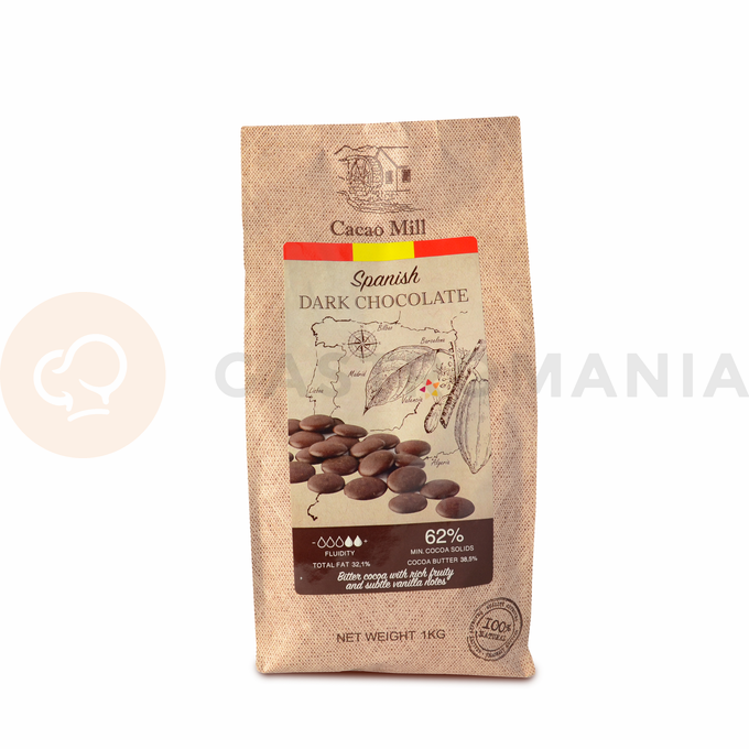 Španělská hořká čokoláda 62 %, 1 kg balení, dropsy | NATRA CACAO, Dark