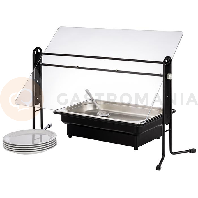Výškově a úhlově nastavitelná akrylová deska, 93x53x50,5 cm | APS, Buffet Guard