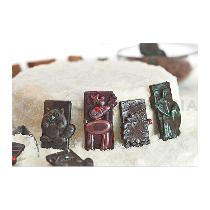 Forma na pralinky a čokoládky - lesní motiv, 16x 9 ml - SF198 Winter Choco Tags | SILIKOMART, EasyChoc