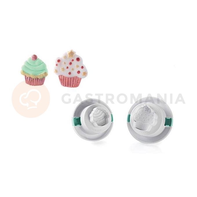 Vykrajovátka na těsto s razítkem ve tvaru košíčku, komplet 2 ks | SILIKOMART, TAG04 Cutter Cup Cakes