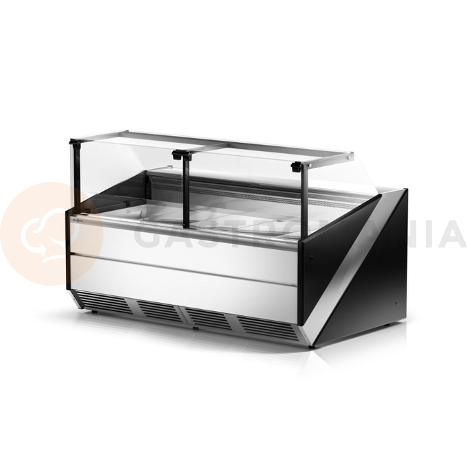 Chladicí pult modulární s tvrzeným rovným, svislým, shora otevíratelným sklem, systémem sušení skla a horní deskou z nerezové oceli 1100x1200x1210 mm | RAPA, L-X