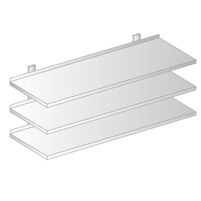 Závěsná police trojitá nastavitelná z nerezové oceli s rovným povrchem 600x300x1050 mm | DORA METAL, DM-3505