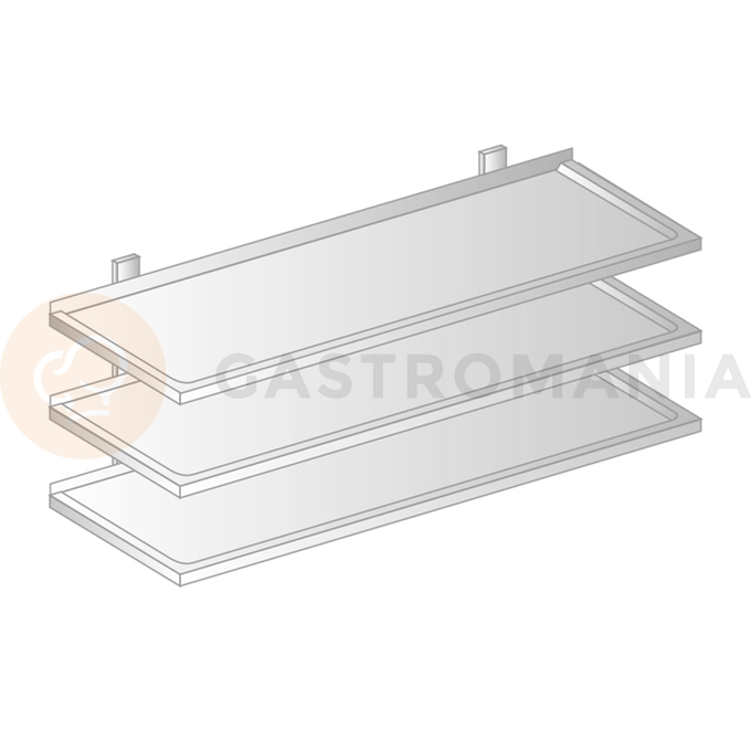 Závěsná police trojitá nastavitelná z nerezové oceli s prohloubeným povrchem 1100x300x1050 mm | DORA METAL, DM-3506
