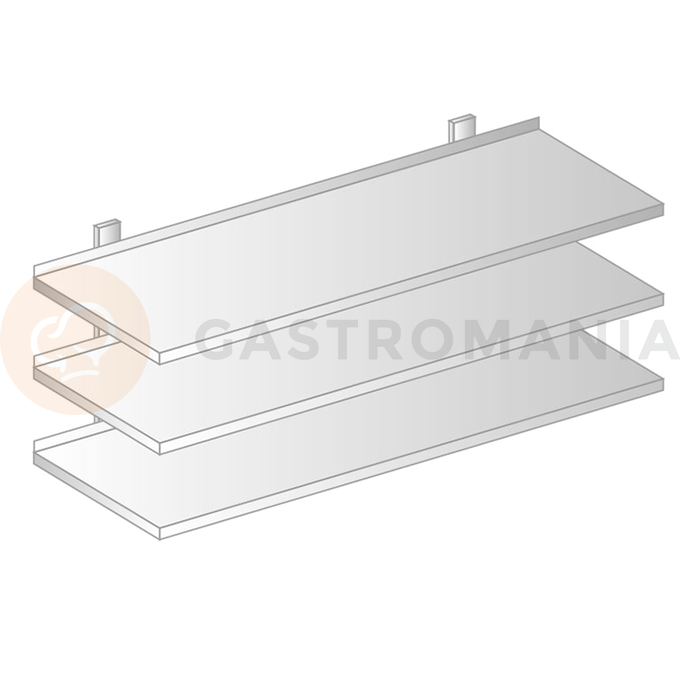 Závěsná police trojitá nastavitelná z nerezové oceli s rovným povrchem 700x300x1050 mm | DORA METAL, DM-3505