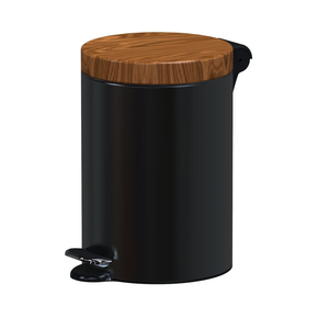 Pedálový odpadkový koš s dřevěným víkem 3 l, 26x17 cm, černý/zlatý dub | ALDA, Freedom Fresh