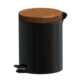 Pedálový odpadkový koš s dřevěným víkem 5 l, 28x21 cm, černý/zlatý dub | ALDA, Freedom Fresh