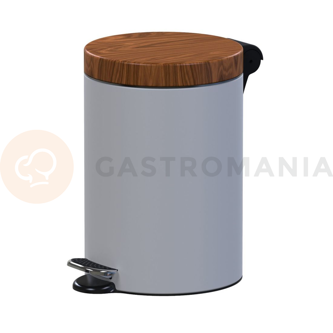 Pedálový odpadkový koš s dřevěným víkem 3 l, 26x17 cm, bílý/zlatý dub | ALDA, Freedom Fresh