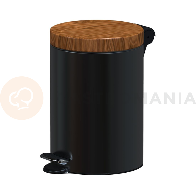 Pedálový odpadkový koš s dřevěným víkem 3 l, 26x17 cm, černý/zlatý dub | ALDA, Freedom Fresh
