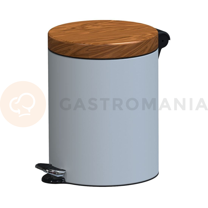 Pedálový odpadkový koš s dřevěným víkem 5 l, 28x21 cm, bílý/zlatý dub | ALDA, Freedom Fresh