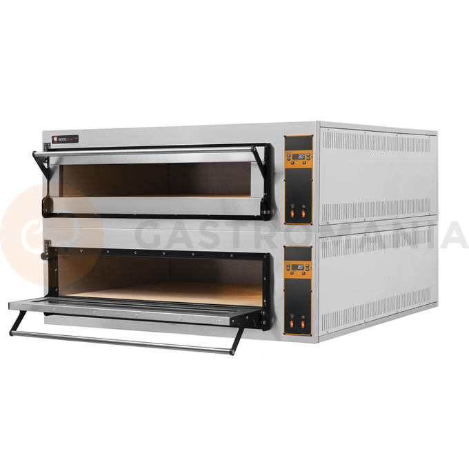 Piec do pizzy elektryczny, sterowanie elektroniczne, piekarniczy modułowy szamotowy, 6+6x 40 cm, 4+4x 600x400 mm, 1130x1400x750 mm | RESTO QUALITY, BAKE D66
