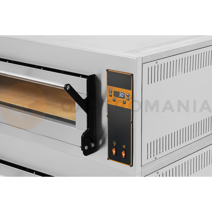 Piec do pizzy elektryczny, sterowanie elektroniczne, piekarniczy modułowy szamotowy, 6+6x 40 cm, 4+4x 600x400 mm, 1130x1400x750 mm | RESTO QUALITY, BAKE D66
