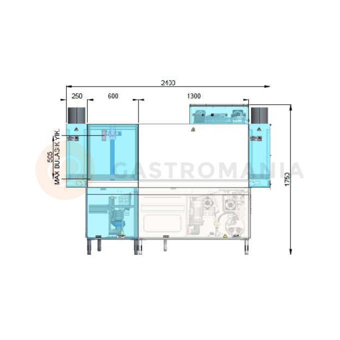 Zmywarka tunelowa koszowa 2400x800x1750 mm | RESTO QUALITY, 270L/R