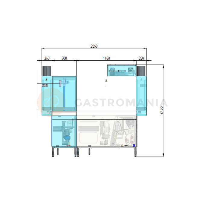 Zmywarka tunelowa koszowa 2550x800x1750 mm | RESTO QUALITY, 360L/R