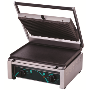 Grill elektryczny kontaktowy panini, dolna płyta gładka, 410x410x205 mm | RESTO QUALITY, RN101-B
