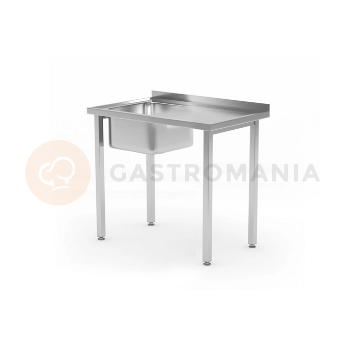 Stół ze zlewem 1-komorowym bez półki - skręcany, zlew po lewej stronie 800x600x850 mm | HENDI, Budget Line