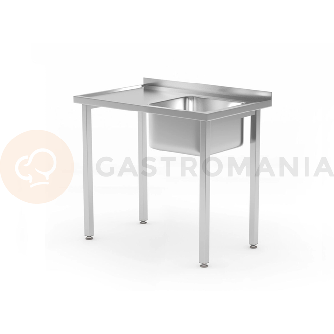 Stół ze zlewem 1-komorowym bez półki - skręcany, zlew po prawej stronie 800x600x850 mm | HENDI, Budget Line