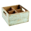 Dřevěná skříňka s 4 přihrádkami, 170x170x100 mm, tyrkysová | APS, Vintage