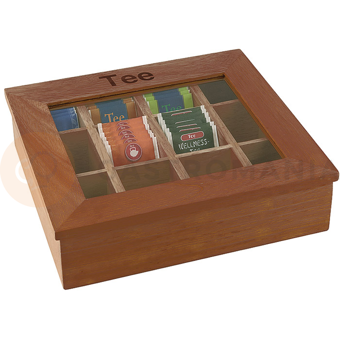 Krabice na čaj, tmavé dřevo 310x280x90 mm | APS, 11776