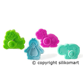 Sada 4 vykrajovátek - CUTTER FUNNY ANIMAL, 47x45x18 mm | SILIKOMART, Baby Cutter