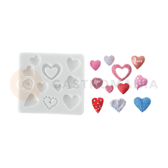 Forma na cukrovou hmotu SLK 381 - dekorativní srdce, 27x23 mm | SILIKOMART, Sugarflex Deco Hearts