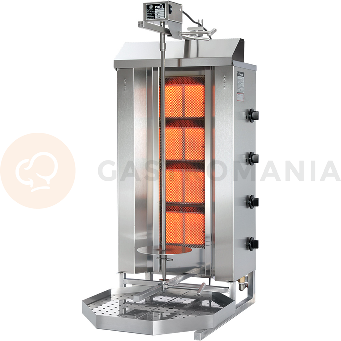 Gyros, kebab, grill gazowy, wsad: 70 kg, 14 kW, G30 | POTIS, GD-4