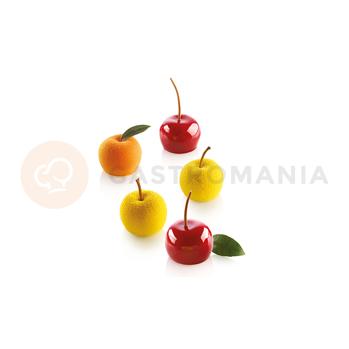 Sada forem pro přípravu chlazených dezertů - 15 ks, 30 ml, 39x30 mm - Mela, Ciliegia e Pesca 30 | SILIKOMART, 3D Fruits